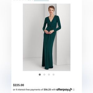 Lauren Ralph Lauren Hunter Green Twist Front Jersey Gown